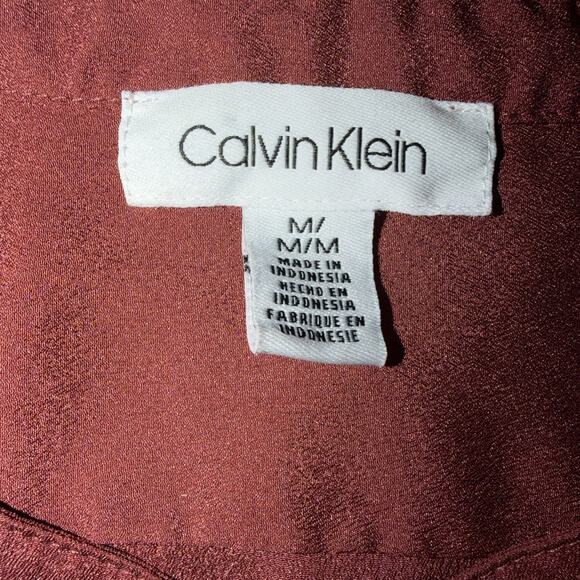 Calvin Klein Roll Tab Blouse M | Mauve Zip Pocket - Picture 2 of 9